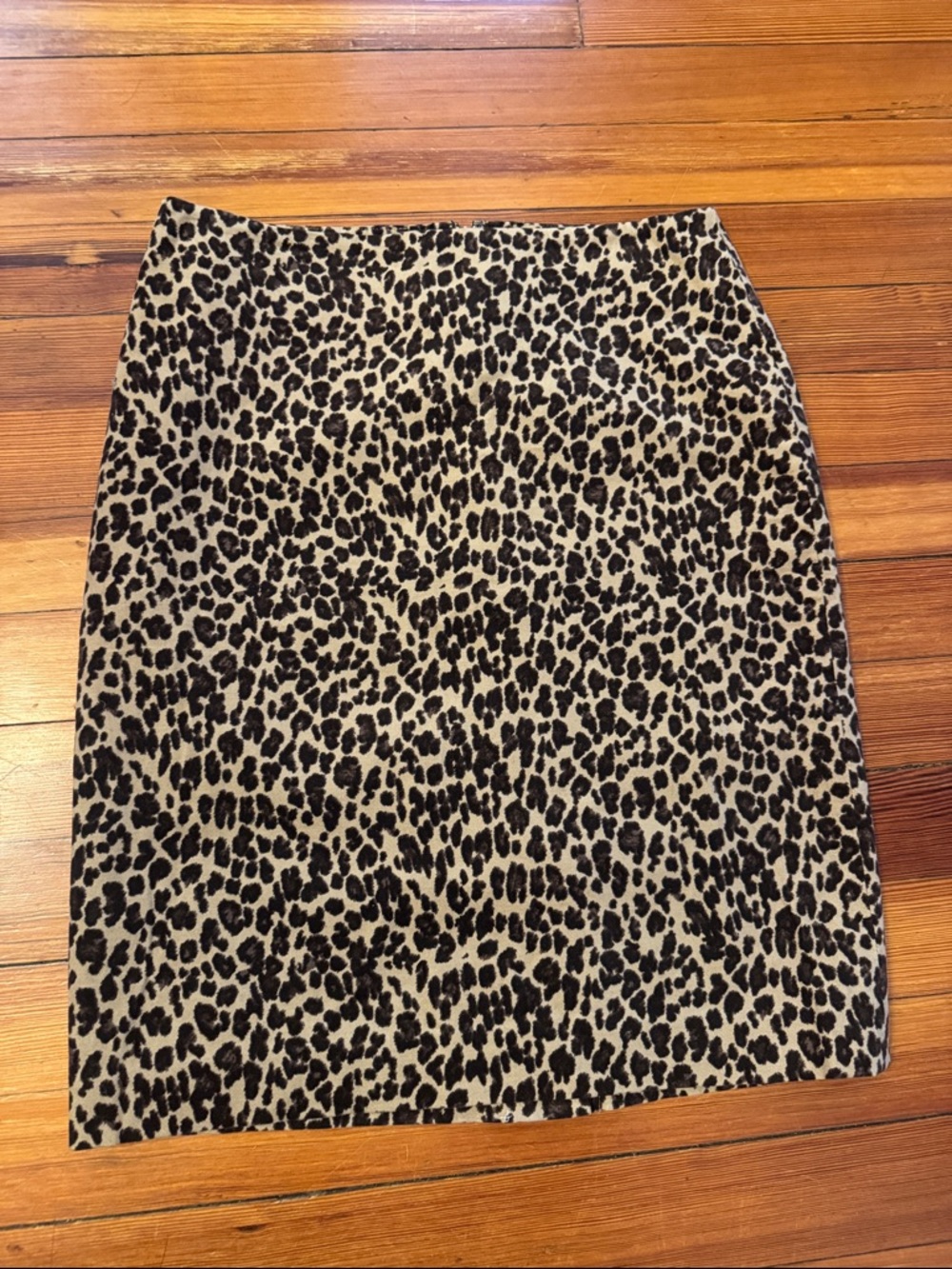 Talbots Velvet Leopard Print Pencil Skirt